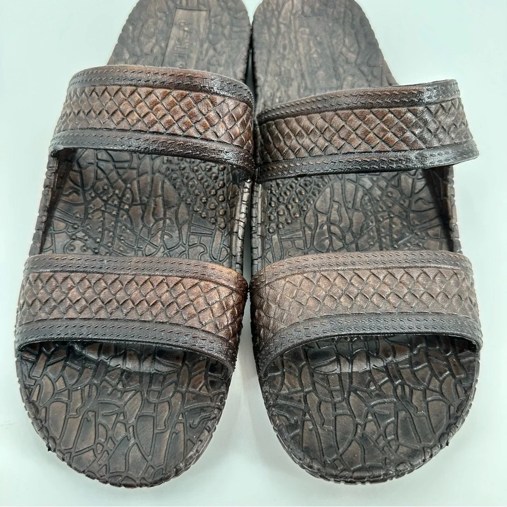 Hawaii J-Slips Slip On Brown Textured Rubber Sole Jesus Sandals Men’s Size 12
